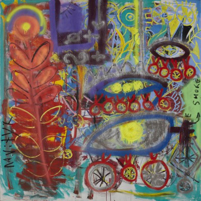 The Race, 2011, acrylic, enamel, spray paint on canvas, 200x200cm (78x78in)