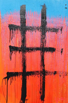 The Stairway to Heaven 4, 2014, acrylic, enamel, spray paint, oil bar, sealant foam, 150x120cm (59x47in)