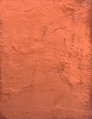 Red Rock 1. 2020, enamel, foam and natural pigment on canvas, 90X70 cm