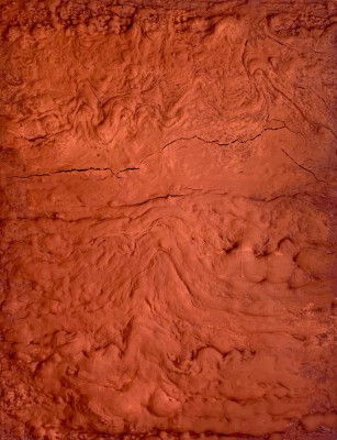Red Rock 5. 2020, enamel, foam and natural pigment on canvas,  90X70 cm
