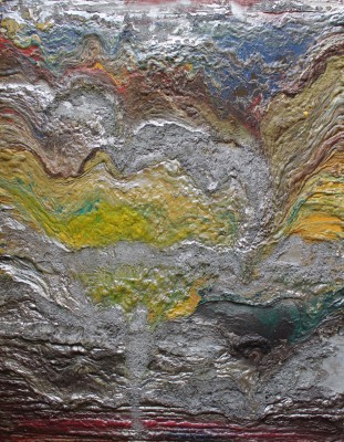 Silver Ore 4. 2018, enamel, spray paint, oil and foam on canvas, 180X140cm