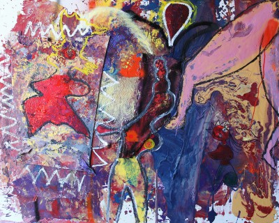 Her memory, 2012, acrylic, enamel, spray paint, oil bar, 120X150cm (47x59in)