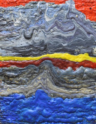 Magma 5. 2017, enamel, acrylic, foam on canvas, 90X70cm. 