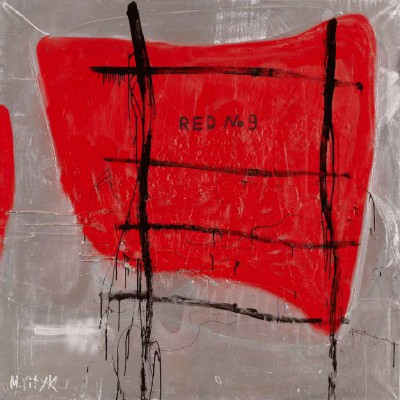 Red 9, 2007, acrylic, enamel, spray paint on canvas, 200x200cm (78x78in)
