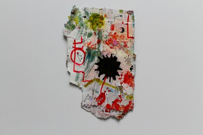 V62, 2014, enamel, acrylic, permanent marker, spray paint on carton, 23X15cm (9x6in)