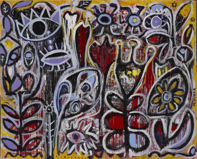 Secret Garden, 2002, acrylic, enamel on canvas, 195x240cm (77x94.5in)