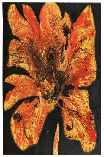 Fire Iris, 2013-2014, enamel, spray paint, oil bar on canvas, 300X200cm (118x78in)