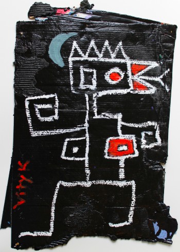 V88, 2014, enamel, acrylic, permanent marker, oil bar on carton, 85X53cm (33.5x21in)